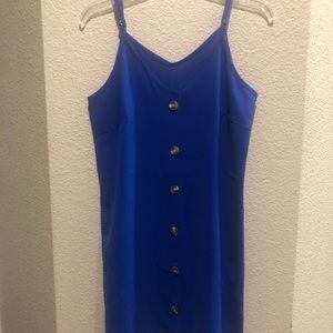 A-line spaghetti strap button down cobalt blue dress. Worn once.
